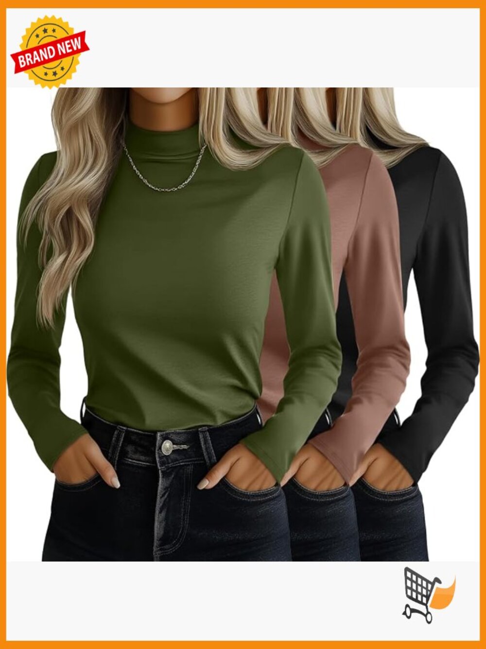 3 Pack Mock Turtleneck Shirts Long Sleeve Slim Fit Pullover Tee